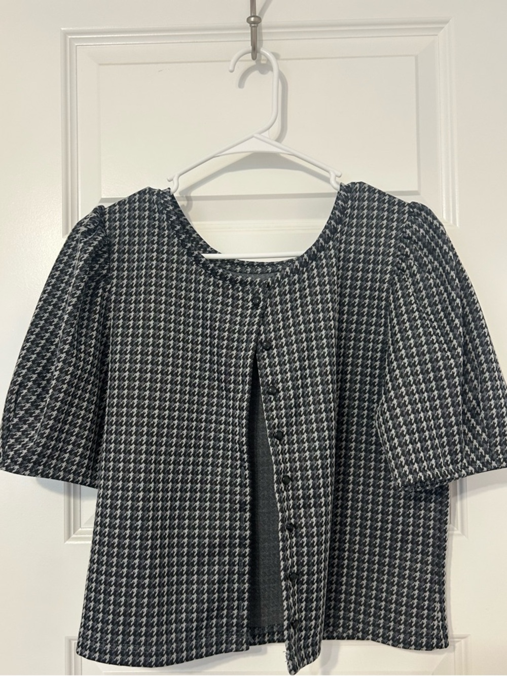 Houndstooth Short Sleeve Cardigan Top